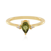 Zilveren ring met een moldaviet