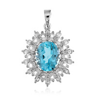 Zilveren hanger met een hemel-blauwe topaas