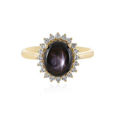 Gouden ring met een zwarte ster saffier