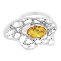 Zilveren ring met een barnsteen