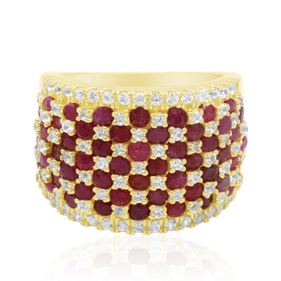 Zilveren ring met robijnen
