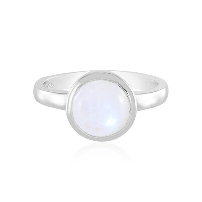 Zilveren ring met een regenboog maansteen