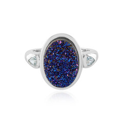 Zilveren ring met een Blauwe Glitter Agaat
