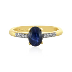 Zilveren ring met een blauwe ster saffier