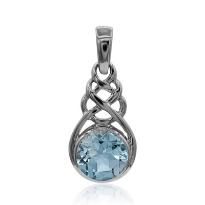 Zilveren hanger met een hemel-blauwe topaas