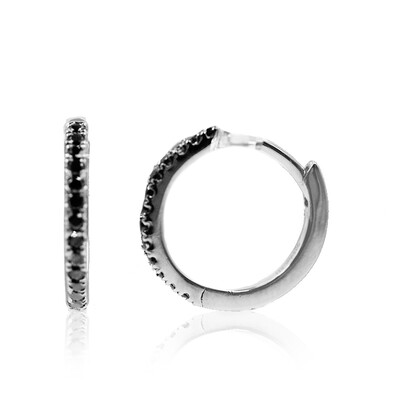 Zilveren oorbellen met zwarte diamanten