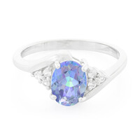 Zilveren ring met een blauwe mystieke-topaas