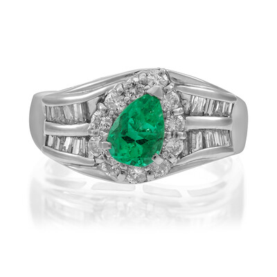 Platina ring met een AAA Zambia smaragd (CIRARI)