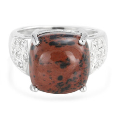 Zilveren ring met een mahonie obsidiaan