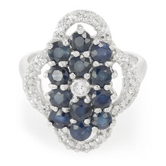 Zilveren ring met blauwe saffieren