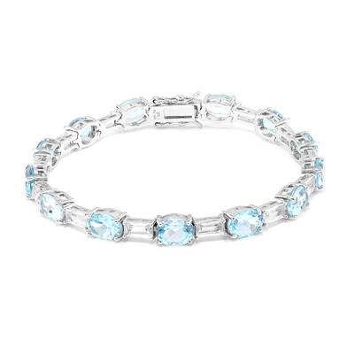Zilveren armband met hemel-blauwe topaasstenen
