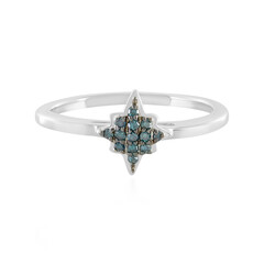 Zilveren ring met blauwe SI1 diamanten
