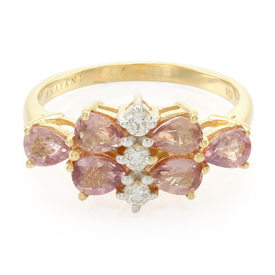 Gouden ring met Onverhitte Padparadscha Saffieren (AMAYANI)