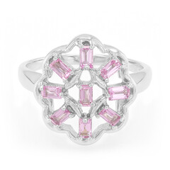 Zilveren ring met Ceylon roze saffieren