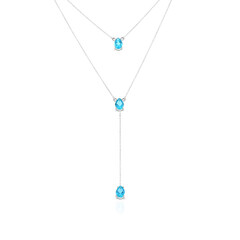 Zilveren halsketting met Paraiba Topaasstenen