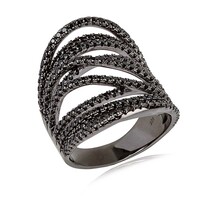 Zilveren ring met zwarte spinelstenen
