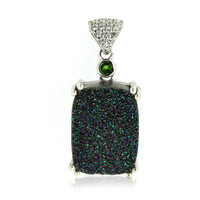 Zilveren hanger met een Pauw Groene Glitter Agaat