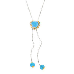 Zilveren halsketting met een Blauwe chalcedoon (Gems en Vogue)