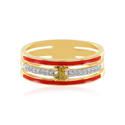 Zilveren ring met een I4 Gele Diamant