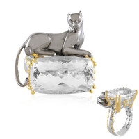 Zilveren ring met een witte kwarts (Gems en Vogue)