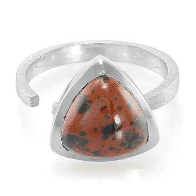 Zilveren ring met een mahonie obsidiaan