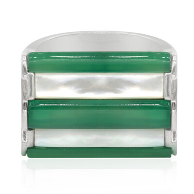 Zilveren ring met groene agaten (Memories by Vincent)