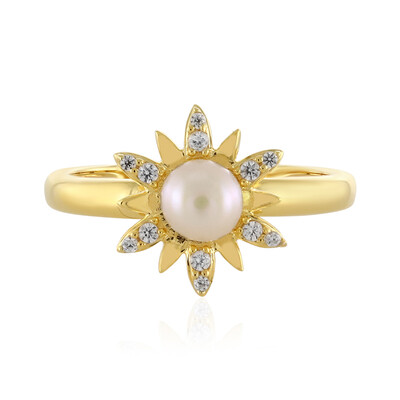 Zilveren ring met een Witte zoetwater kweekparel