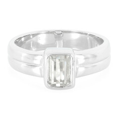 Zilveren ring met een kanariegele kunziet