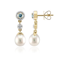 Gouden oorbellen met witte zuidzee parels (Michelle Albala)