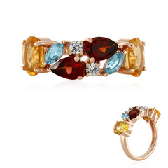 Zilveren ring met citrienstenen