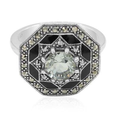 Zilveren ring met een groene amethist