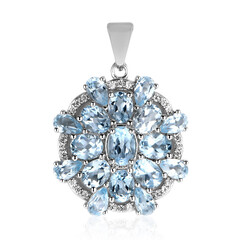 Zilveren hanger met een hemel-blauwe topaas