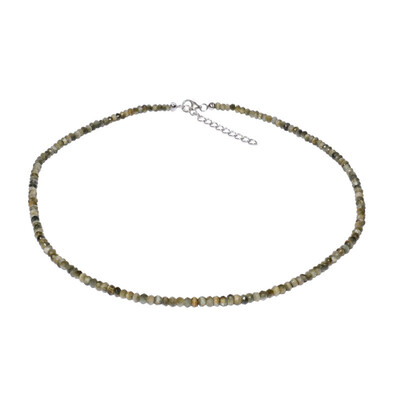 Zilveren halsketting met chrysoberilstenen