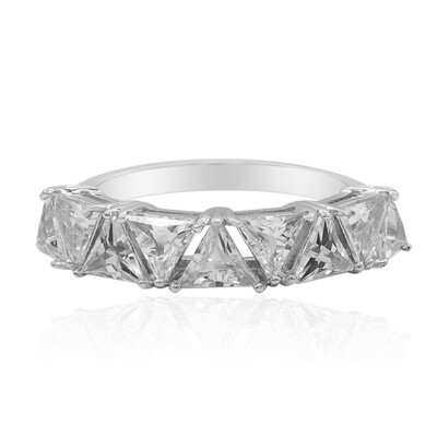 Zilveren ring met witte topaasstenen