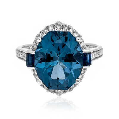 Gouden ring met een Londen-blauwe topaas