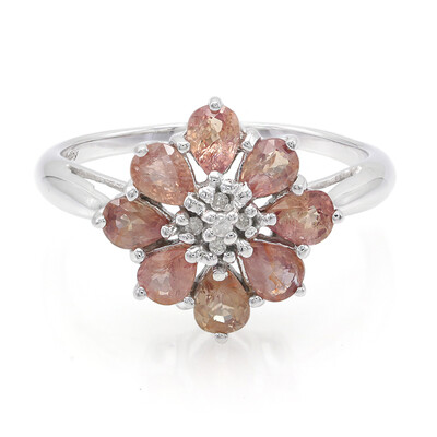 Gouden ring met Onverhitte Padparadscha Saffieren