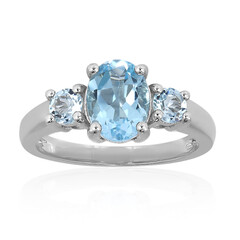Zilveren ring met een hemel-blauwe topaas