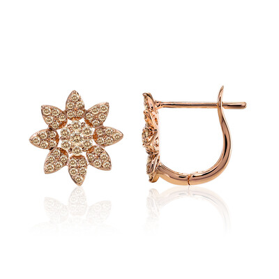 Gouden oorbellen met SI1 Argyle Rose De France Diamanten (Annette)