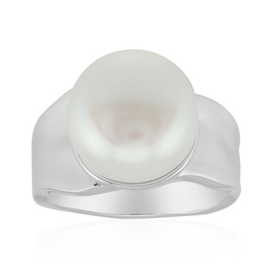 Zilveren ring met een Witte zoetwater kweekparel