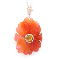 Zilveren halsketting met een Rode agaat (Gems en Vogue)
