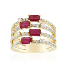 Gouden ring met AAA Mozambique robijnen (CIRARI)