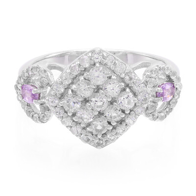 Zilveren ring met Onverhitte Purper Saffieren