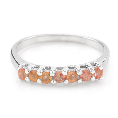 Zilveren ring met oranje saffieren