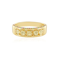 Zilveren ring met gele berillstenen