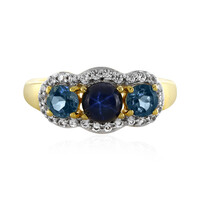 Zilveren ring met een blauwe ster saffier