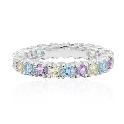 Zilveren ring met Zwitsers-blauwe topaasstenen