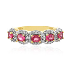 Zilveren ring met roze spinelstenen