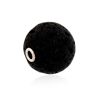 Zilveren hanger met een lava parel (MONOSONO COLLECTION)