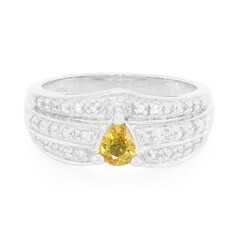 Zilveren ring met een gele saffier