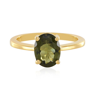 Zilveren ring met een moldaviet